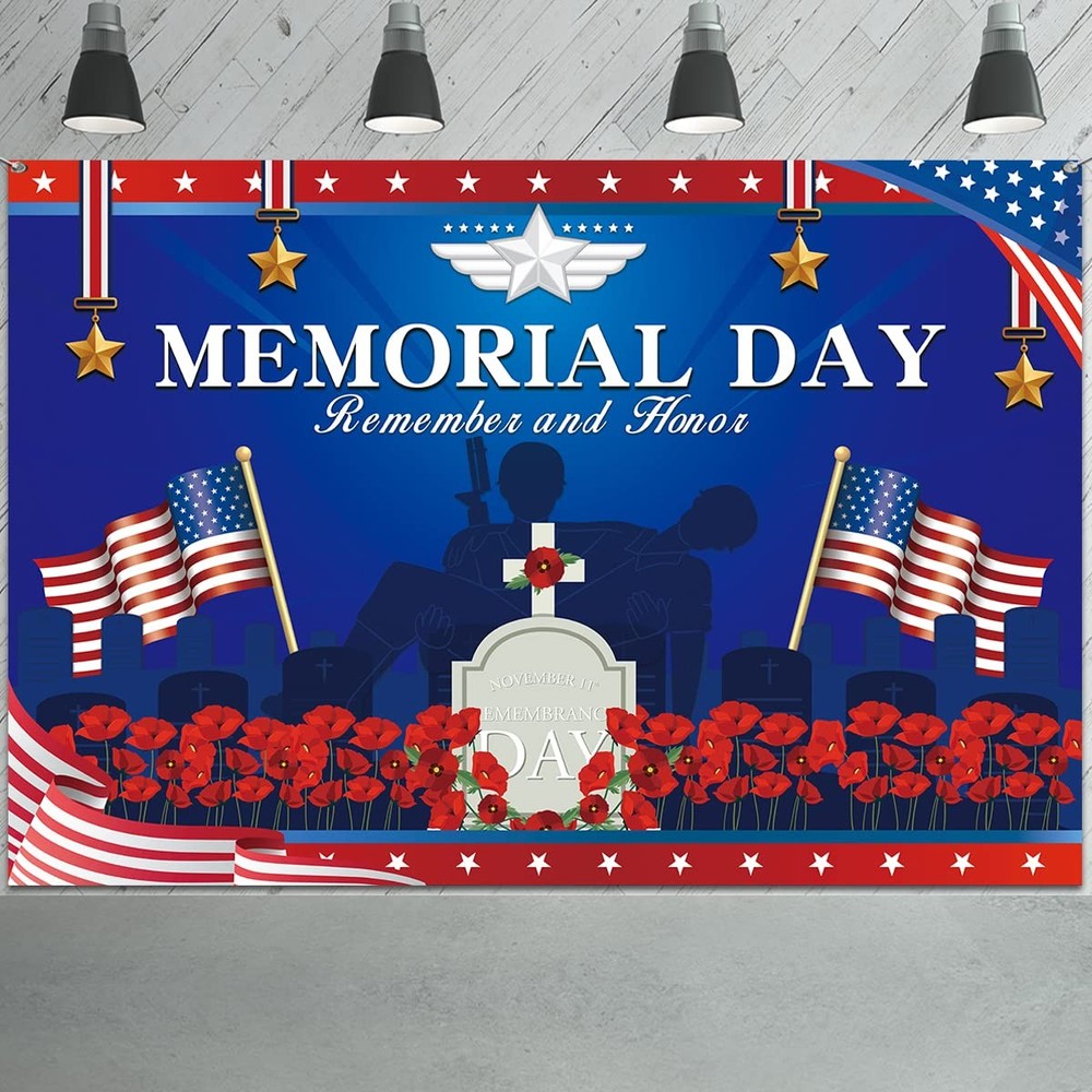Veterans Day Decorations Memorial Day Background Banner Red and Blue Veteran…