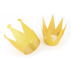 Gold Party Crowns for Kids 6 Pack, Mini Glitter Paper Hats, Prince and Prince…