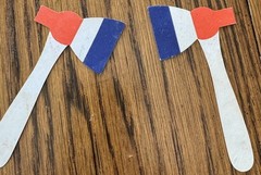 VTG 50s Patriotic Red White Blue Axe Cutout 4th of July Party Napkins, 5 Pieces