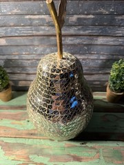 Mosaic Disco Ball Pear Decor – Silver Pear Shaped Centerpiece