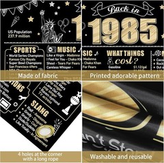 Eiurteao Large 40th Birthday Decorations Back in 1985 Banner Black Gold