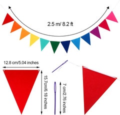 6 Pack 72 Flags/8.2 Ft Rainbow Pennant Banner, Multicolor Bunting String Triangl