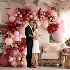 Burgundy Pink Balloon Garland Double Pastel Light Pink Gold Mauve Balloons Ma…