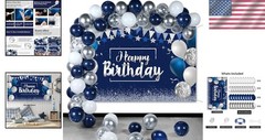 Birthday Party Decorations Bundle – Blue/Silver