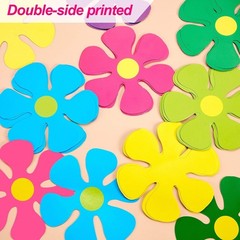 60 Pcs Retro Flower Cutouts 60s 70s Hippie Party Craft Wall Decor 4.33″ Multi