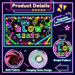 Neon Glow Party Decorations Supplies Include Neon Let’S Glow Backdrop Glow in th