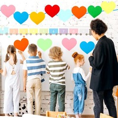 72pcs Heart Paper Cutouts 9 Colors 6 inch Cardstock Classroom Wall Decor