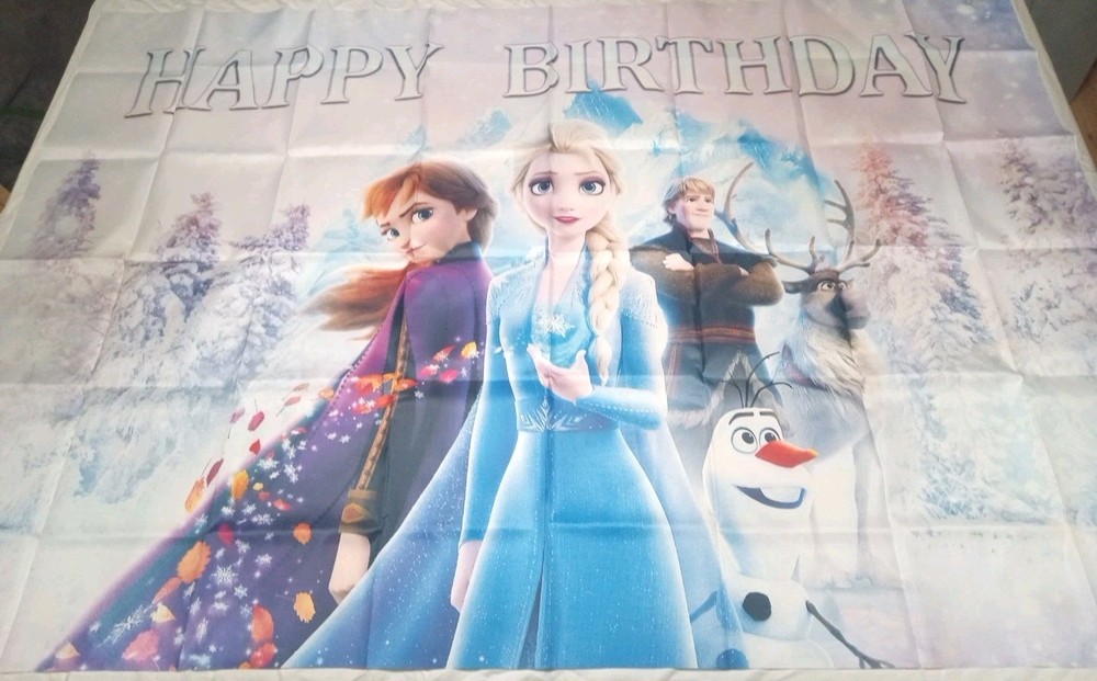 Frozen Happy Birthday Banner Wall Hanger Backdrop 58 X 38.5 Inch Party Supplies