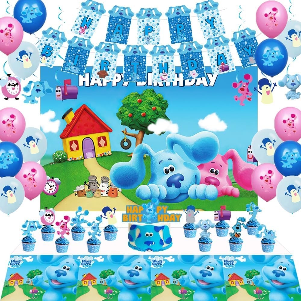 Cartooned Blue Dog Themed Disposable Decorations ONLY