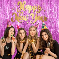 5 Pack Foil Curtain Backdrop Metallic Tinsel Foil Fringe Curtains Photo Booth Pr