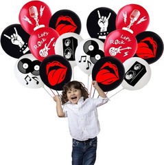 50PCS Rock and Roll Latex Balloons Party Supplies Decorations -80s/90s Nostalgia