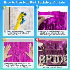 Sparkling 2 Pack Hot Pink Party Decorations Backdrop Fringe Curtain Bachelorette