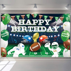 It’S Game Time Football Backdrop – Game Day Happy Birthday Banner for American F