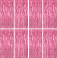 2 Pack Tinsel Backdrop, Birthday Silver Party Streamer Fringe Curtains Foil