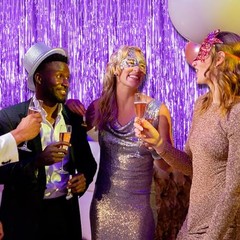 2 Pack Backdrop Tinsel Streamers Foil Fringe 39.4″w X 78.7″l (Pack of 2) Purple