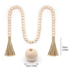 Dazzling Wooden Pearls on a String Accompanied by Lovely Decorative Tassels