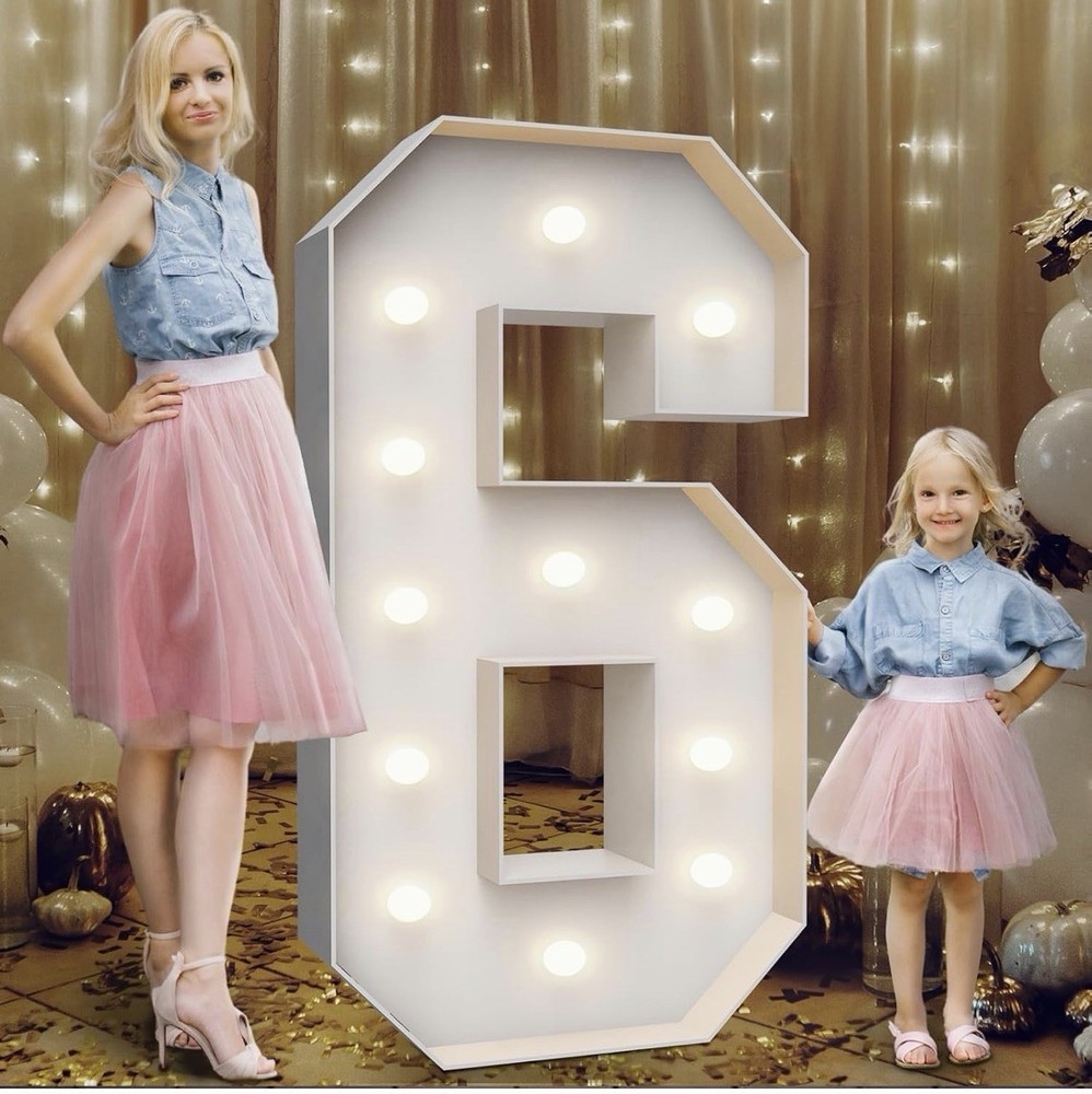 Teebloom 4FT Marquee Light Up Number 6 Large DIY Foam Board Kit Party Decor NEW