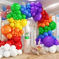 412pcs Rainbow Balloon Arch Kit Assorted Colors 18 12 10 5 Inch, Different Si…