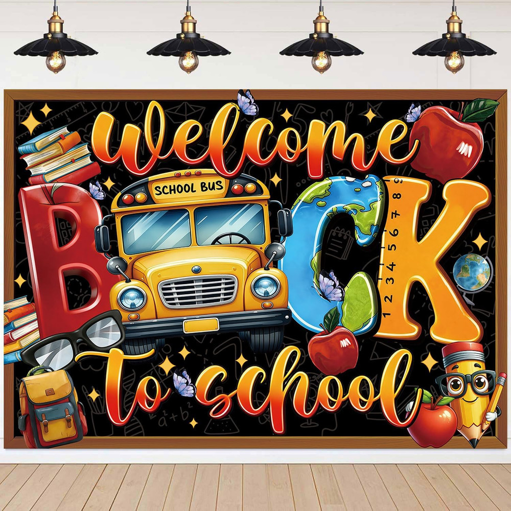 Welcome Back to School Banner Backdrop 8X6Ft First Day of School Photo Backgroun
