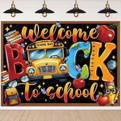 Welcome Back to School Banner Backdrop 8X6Ft First Day of School Photo Backgroun