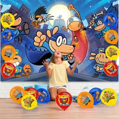 Dog Man Party Supplies Set Balloons Banner Cake toppers for Kids Party