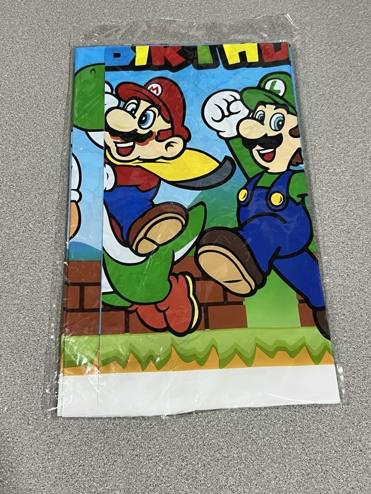 3pcs Mario Bros Table Cover for Boys Kids Mario Brothers Birthday Party Supplies