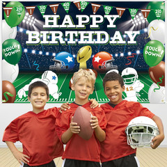 It’S Game Time Football Backdrop – Game Day Happy Birthday Banner for American F