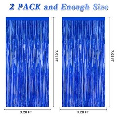 2 Pack Dark Blue Foil Curtain Backdrop Birthday Party 2 PCS Dark blue