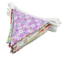 10M/32Ft Triangle Bunting Banner, 36 Pcs Cotton Fabric Flags Pennant Garlands…
