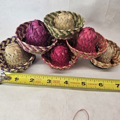 9 Vintage Birthday Party Favor Mini Straw Hat Made In Mexico Colorful Ornaments