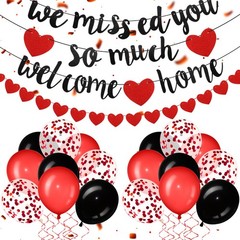 Red Welcome Home Decoration, We Missed You So Much Party Decoration, Banner G…