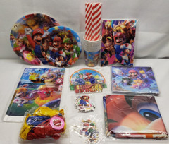 Mario Birthday Party Supplies Plates Cups Banner Backdrop Balloons Toppers Table