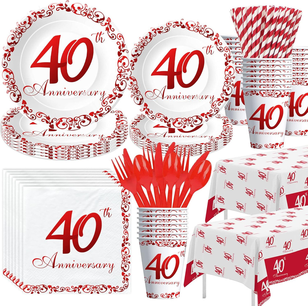 40Th Anniversary Decorations Tableware – Ruby 40Th Wedding Anniversary Party Sup