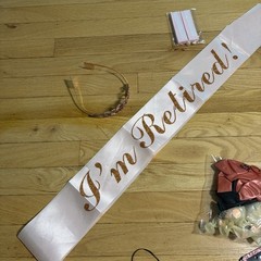Retirement Party Decorations Kit Rose Gold Black Banner Sash Crown Balloons