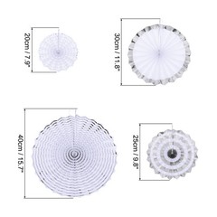 Hanging Paper Fans Set Paper Decorations for Party Birthday Silver 8pcs