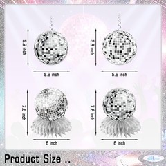 Disco Birthday Party Decorations – Silver Disco Ball Banner, Honeycomb Center…