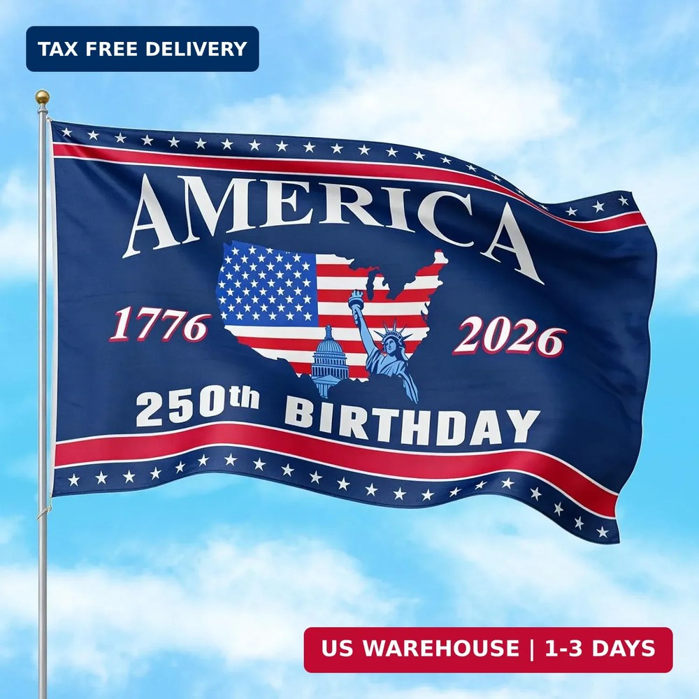 4th of July Decorations – 3×5 Ft Double Sided 3 Layers 250th Anniversary Flag –