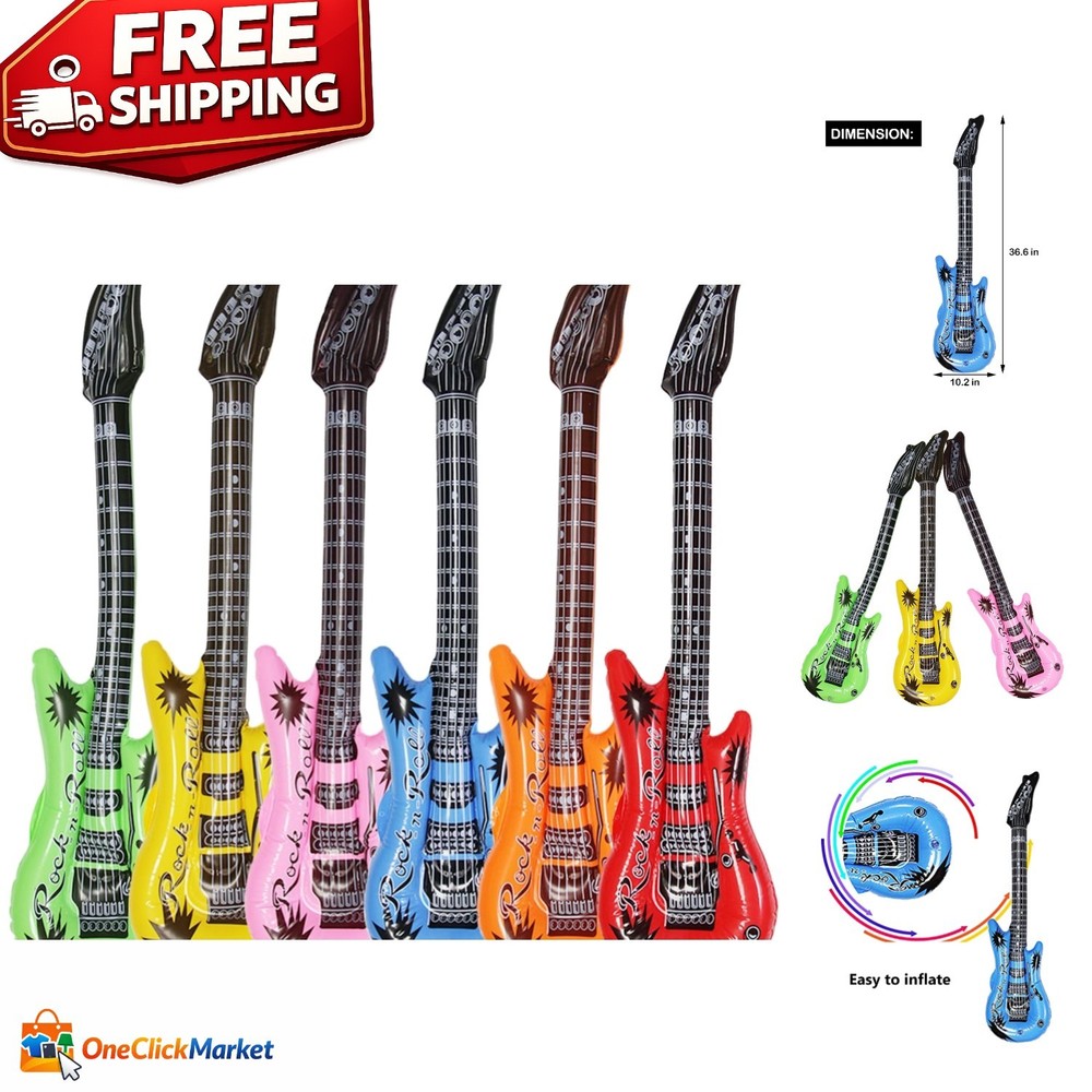 Children’s 6-Pack Inflatable Guitar Party Favors – Waterproof & Fun for All Ages