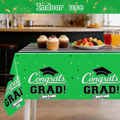 7-Pack Graduation Party Decorations Set 3 Green Graduation Tablecloths 54X108In