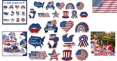 Diverse 24 Pcs Independence Day Tree Decorations – Festive Wooden Ornaments