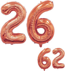 40 Inch Number 26 Foil Balloon, Giant Metallic Digit 26 Mylar Balloon for 26Th Y