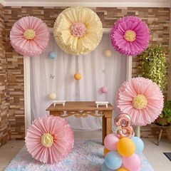 5 Pcs 30» 24» Pink Gaint Tissue Flowers for Wall Boho Large Hanging Tissue …
