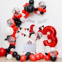 Rubfac Red And Black Balloons Kit 65Pcs 12 Inches White And Confetti Balloon