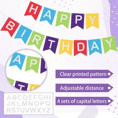 139 Pcs Felt DIY Custom Banner Kit Include 104 Letters 18 Swallowtail Flags 1…