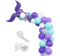 Mermaid Tail Arch Purple Magenta Confetti Filled Balloons 16ft Garland Kit