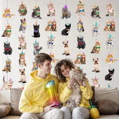 Cat Theme Garlands Kitten Birthday Party Decorations 8PCS Pet Cat Hanging Paper