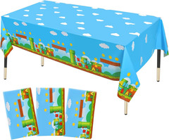 3 PCS Video Games Party Tablecloth, Plastic Video Games Table Cover for Video Ga