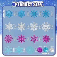48Pcs Winter Snowflake Hanging Swirl Decorations 48 Piece Blue Purple Silver