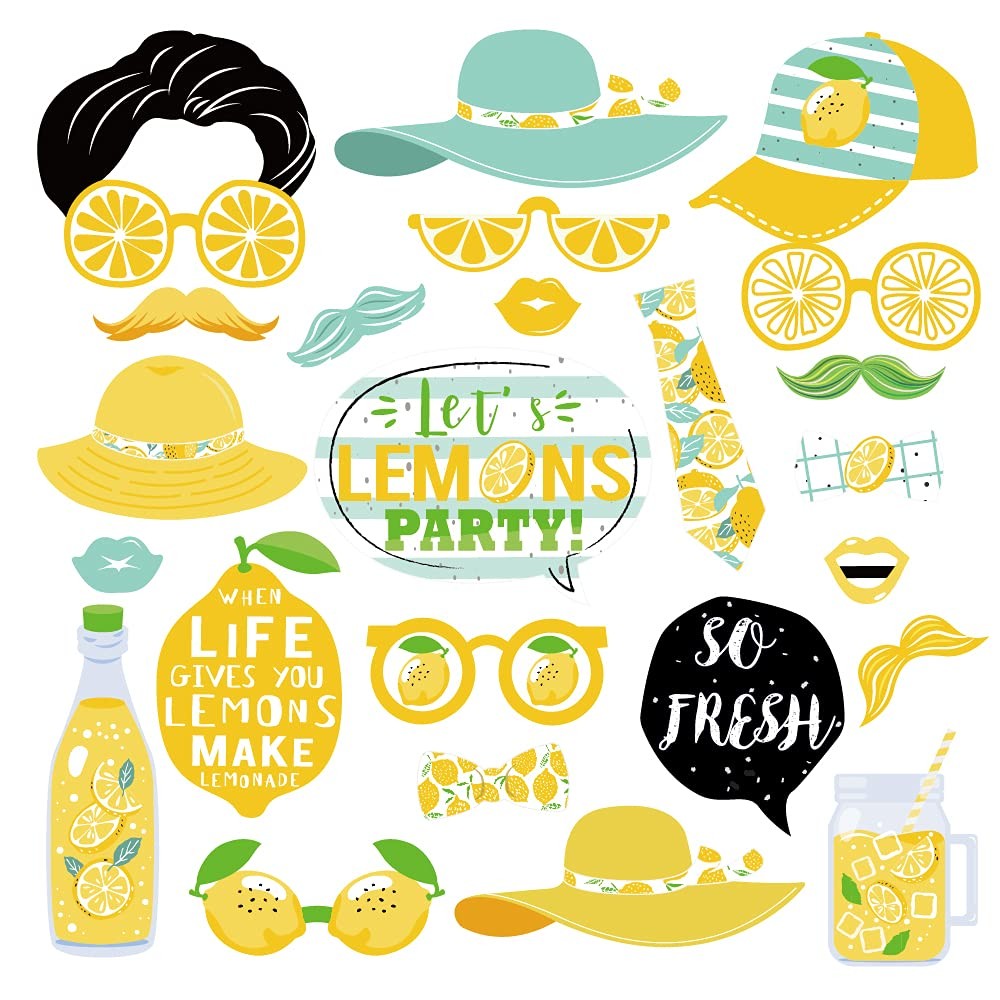 25 PCS Lemon Citrus Lemonade Theme Photo Booth Props Birthday Shower