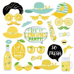 25 PCS Lemon Citrus Lemonade Theme Photo Booth Props Birthday Shower